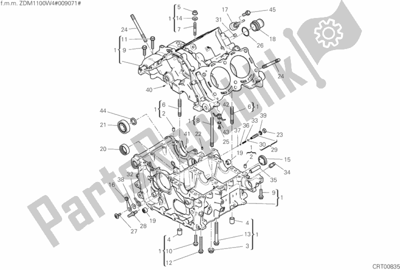 All parts for the 09a - Half-crankcases Pair of the Ducati Superbike Panigale V4 S Thailand 1100 2019